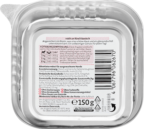 Nat hondenvoer rijk aan rundvlees, 150 g