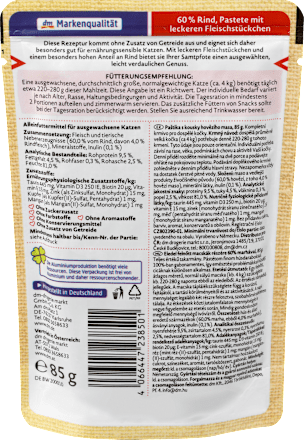 Nassfutter Katze mit Rind, Naturverliebt, 85 g Dein Bestes