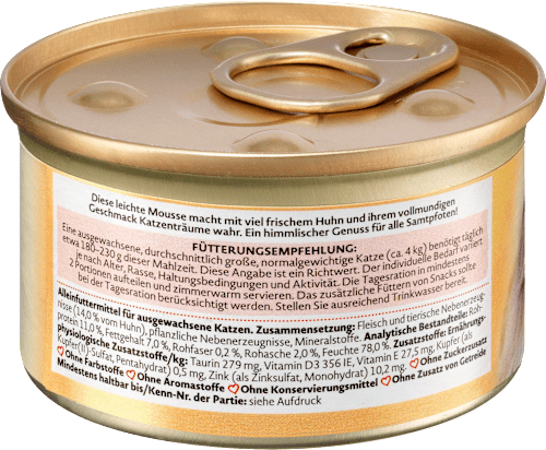 Nat kattenvoer mousse rijk aan kip, hemels, 85 g