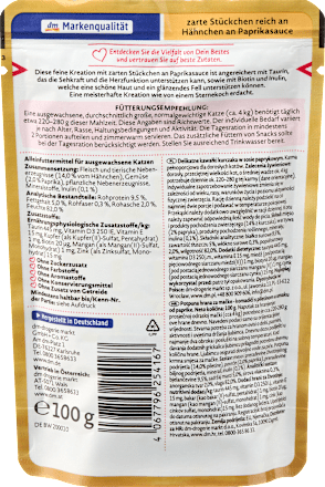 Nassfutter Katze reich an Hähnchen, Sternenküche, 100 g