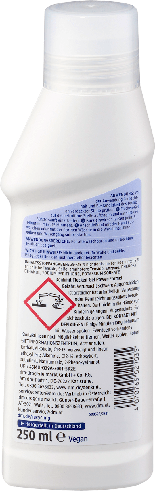 Denkmit Fleckenentferner Gel Power-Formel, 250 ml