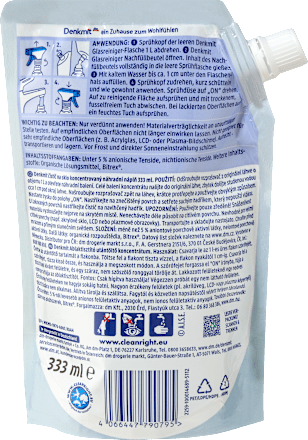 Glasreiniger Konzentrat Nachfüllpack, 333 ml