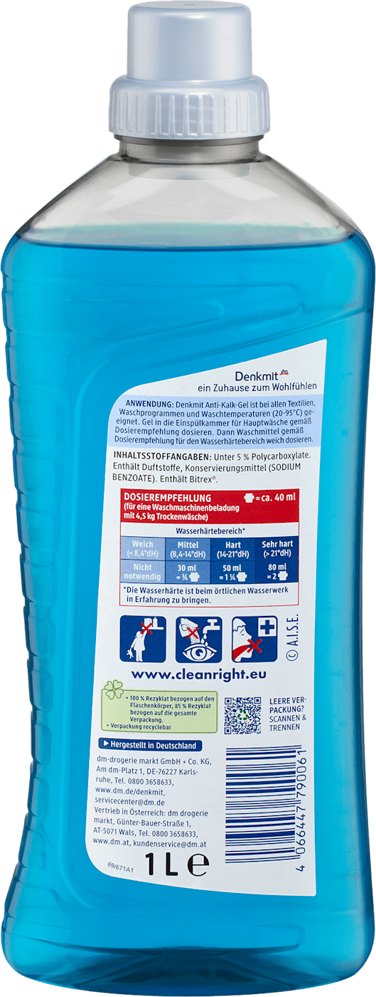 Denkmit Gel détartrant pour lave-linge, 1 l