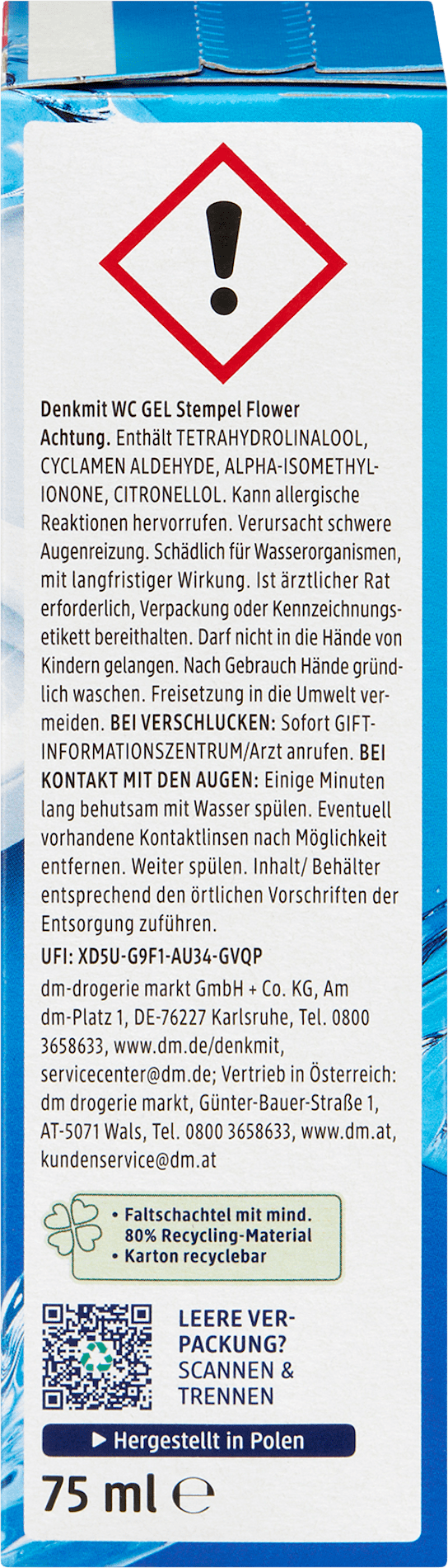 Denkmit WC-Reiniger Gel Stempel Flower Nachfüllpack 1 St, 75 ml