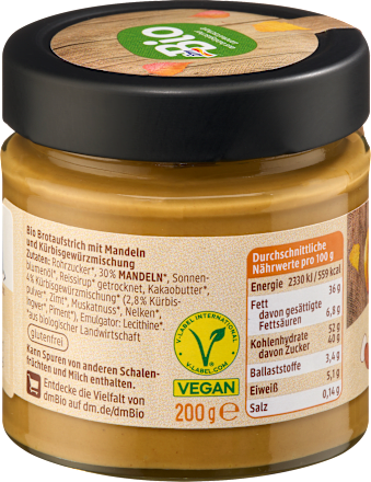 dmBio Brotaufstrich, Mandelcreme Pumpkin Spice, 200 g
