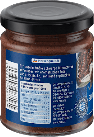 Brotaufstrich, Schwarze Olivencreme mit Feta, 190 g