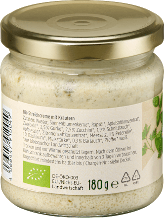 Brotaufstrich, Streichcreme Gartenkräuter, 180 g