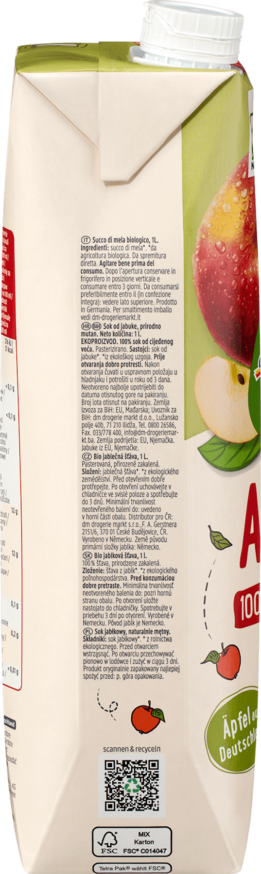 dmBio Direktsaft, Apfel naturtrüb, 1 l