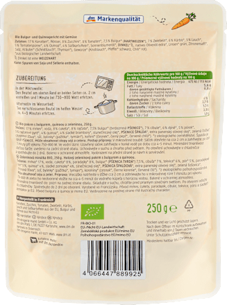 Fertiggericht, Gemüsepfanne mit Bulgur & Quinoa, 250 g