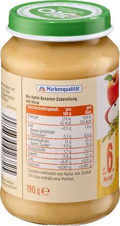 Frucht & Getreide Apfel mit Banane und Hirse ab dem 6. Monat, 190 g