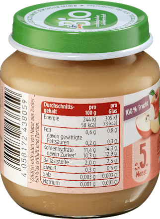 Früchte Apfel pur ab dem 5. Monat, 125 g