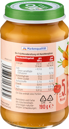 Früchte Karotte, Apfel, Mango, Banane ab dem 5. Monat, 190 g