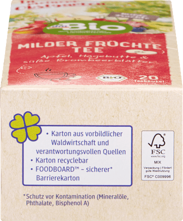 Früchtetee Milde Früchte mit Apfel, Hagebutte & süße Brombeerblätter (20 Beutel), 50 g