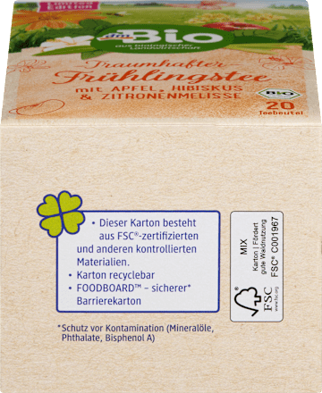 Früchtetee "Traumhafter Frühlingstee" mit Apfel, Hibiskus & Zitronenmelisse (20 Beutel), 40 g