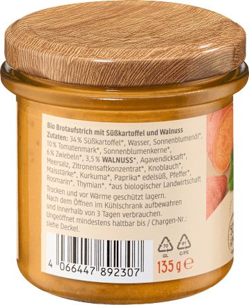 Gemüseaufstrich, Süßkartoffel Walnuss, 135 g
