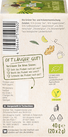 Grüner Tee Ingwer & Zitrone (20 Beutel), 40 g