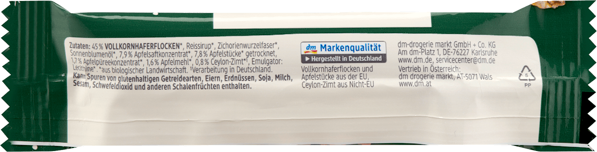 dmBio Haferriegel, Apfel & Zimt, 35 g
