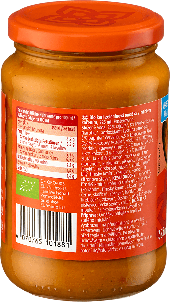 dmBio Indische Curry Sauce, 325 ml