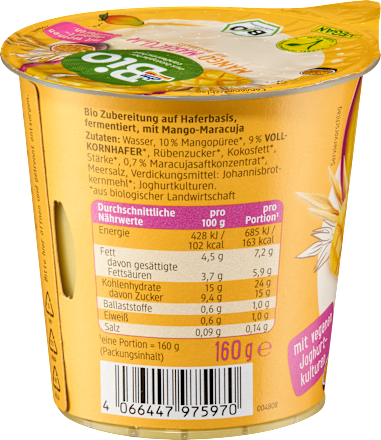 Joghurtalternative Mango Maracuja Hafer, 160 g