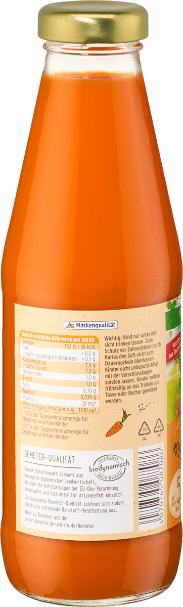 dmBio Karottensaft ab dem 5.Monat, 500 ml