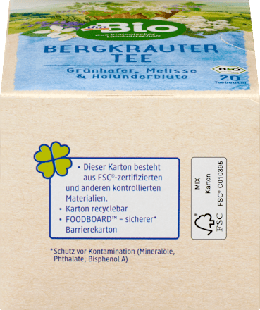 Kräutertee Bergkräuter mit Grünhafer, Melisse & Holunderblüte (20 Beutel), 35 g