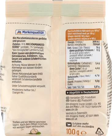 Macadamianüsse, geröstet & gesalzen, 100 g