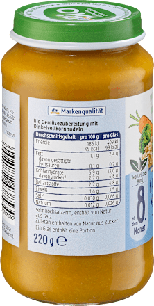 Menü Karotte-Brokkoli mit Dinkelnudeln ab dem 8.Monat, 220 g