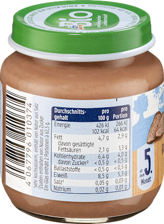 Rindfleisch Zubereitung ab dem 5. Monat, 125 g