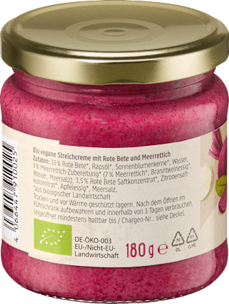 Streichcreme Rote Bete Meerrettich, 180 g
