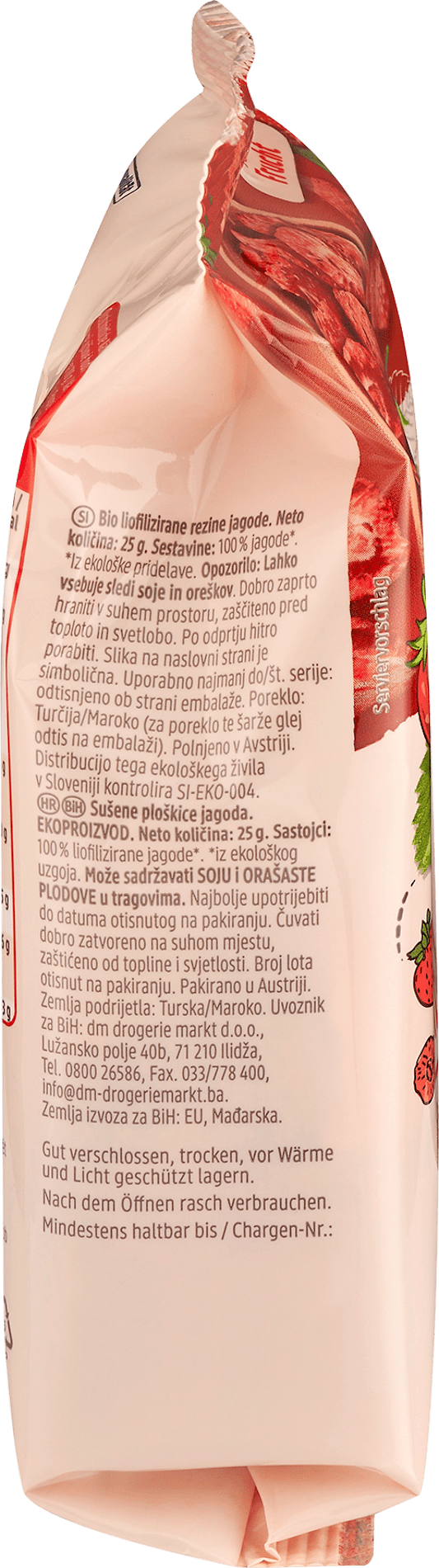 dmBio Fruits secs, rondelles de fraises lyophilisées, 25 g