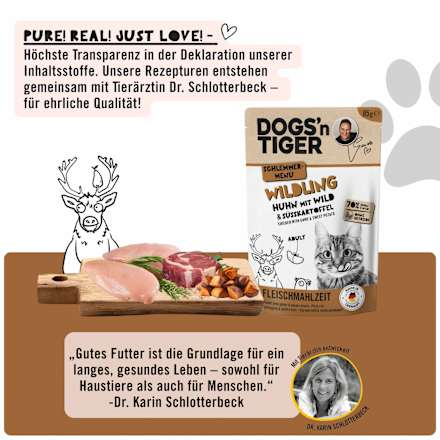 Nassfutter Katze mit Huhn, Wild & Süßkartoffel, Wildling, 85 g