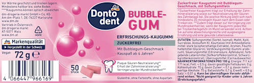 Kaugummi, Bubblegum, zuckerfrei, 50 St