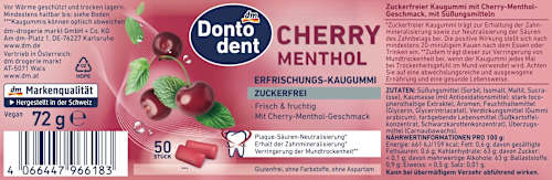 Kaugummi, Cherry Menthol, zuckerfrei, 50 St