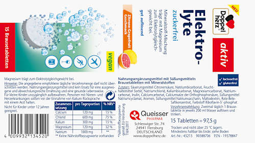 Elektrolyte Brausetabletten 15 St, zuckerfrei, 97,5 g