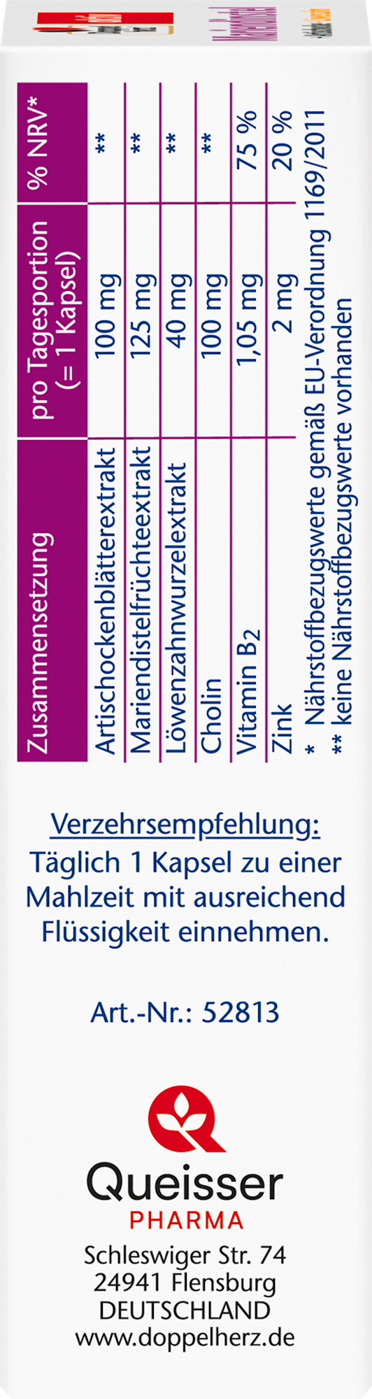Doppelherz Chardon-Marie + Artichaut & Pissenlit Capsules 30 St, 27,3 g