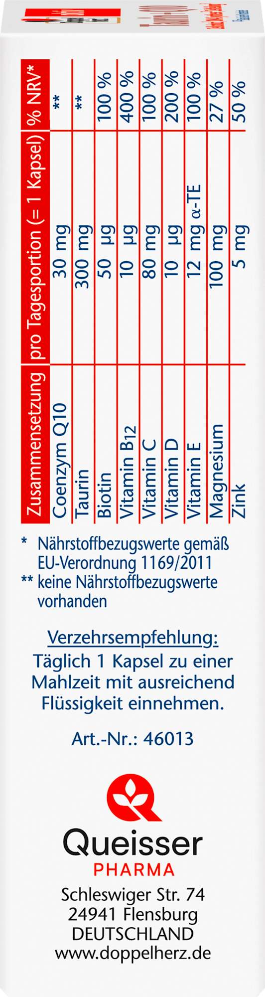 Taurine + Q10 capsules 30 stuks, 24,7 g