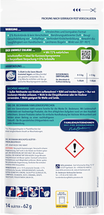 Weichspül-Blätter Frühlingsfrisch 28WL, 62 g Dr. Beckmann