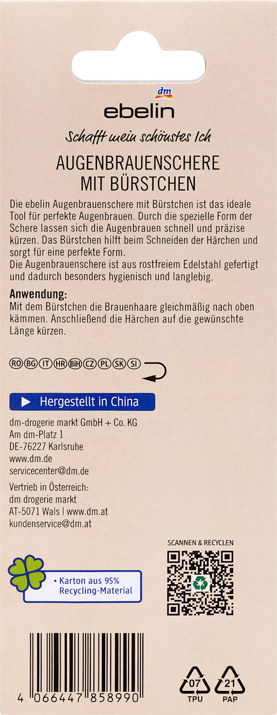 ebelin Augenbrauenschere mit Bürstchen, 1 St
