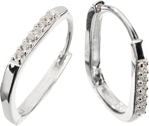 Creolen 925 Silber mit Strasssteinen, 2 St ebelin
