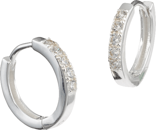 Creolen met zirkonia steentjes 925 zilver, 2 stuks