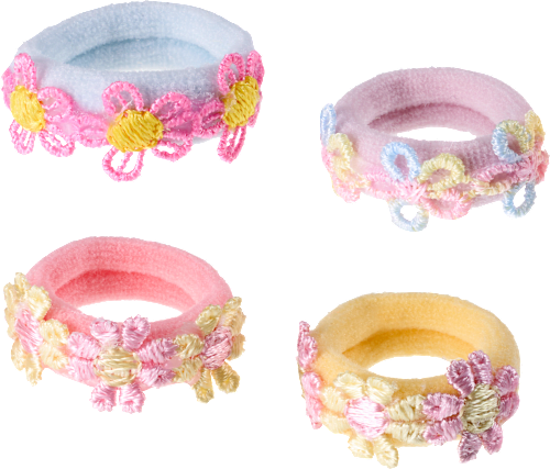 Haargummis mit Blumen-Applikationen, bunt, 4 St ebelin
