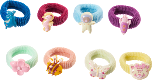 Haarelastiekjes met verschillende motieven, 4 stuks