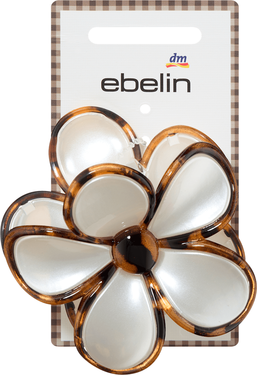 Haarklammer Blume, weiß-braun, 1 St