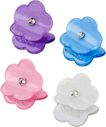ebelin Haarklammern Blumen mit Glitzer, 4 St