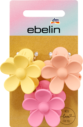 Haarspeldjes bloemen roze, roze, geel, 3 stuks