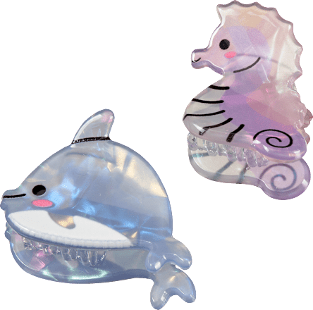 Haarklammern Delfin, Seepferdchen, 2 St ebelin
