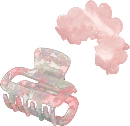 Haarklammern midi, rosa/bunt marmoriert, 2 St