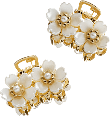 Haarklammern mit Blumen-Applikationen, Gold-Optik, 2 St