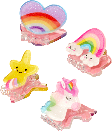 Haarklammern Regenbogen/Einhorn, 4 St