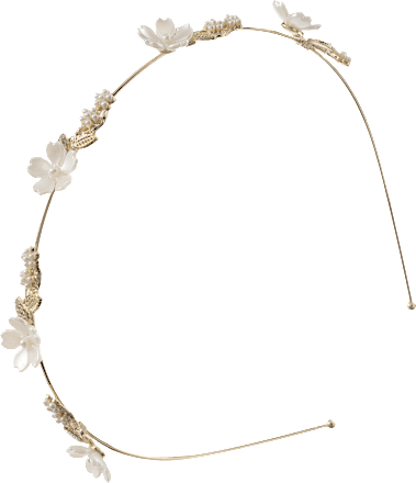 Haarreif mit Blumenapplikationen, Gold-Optik, 1 St